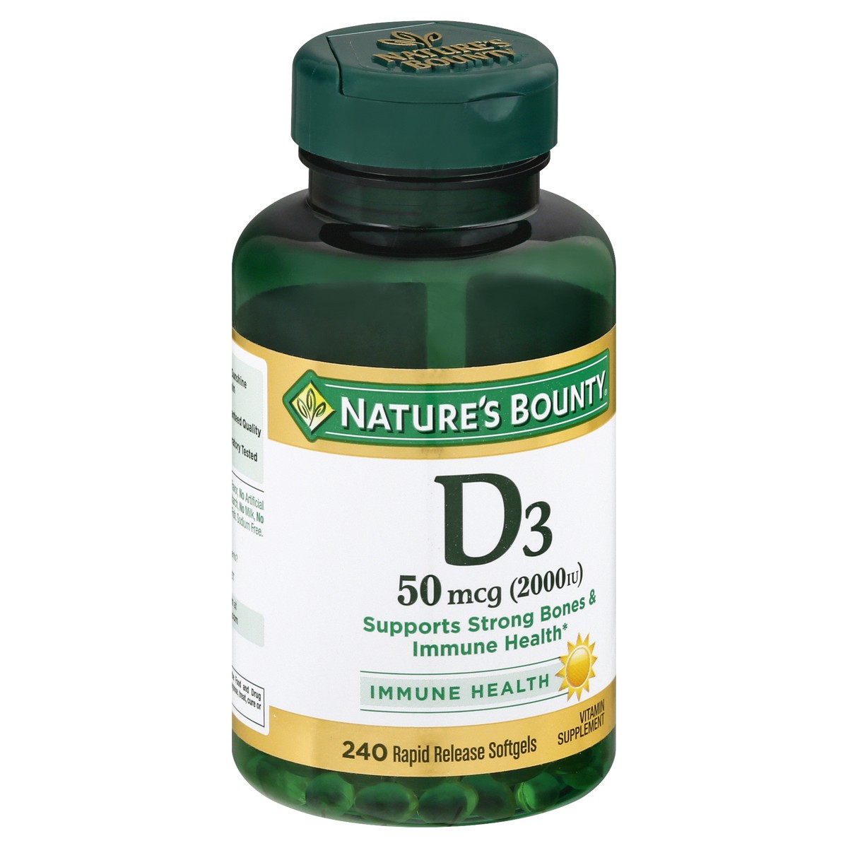 slide 2 of 9, Nature's Bounty 50 mcg Rapid Release Softgels Vitamin D3 240 ea, 240 ct
