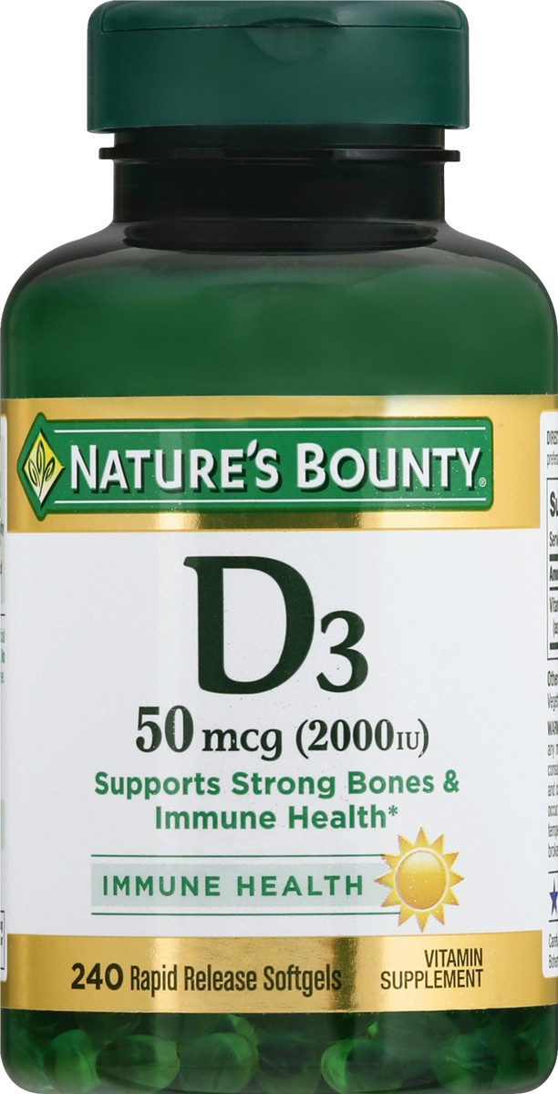 slide 6 of 9, Nature's Bounty 50 mcg Rapid Release Softgels Vitamin D3 240 ea, 240 ct