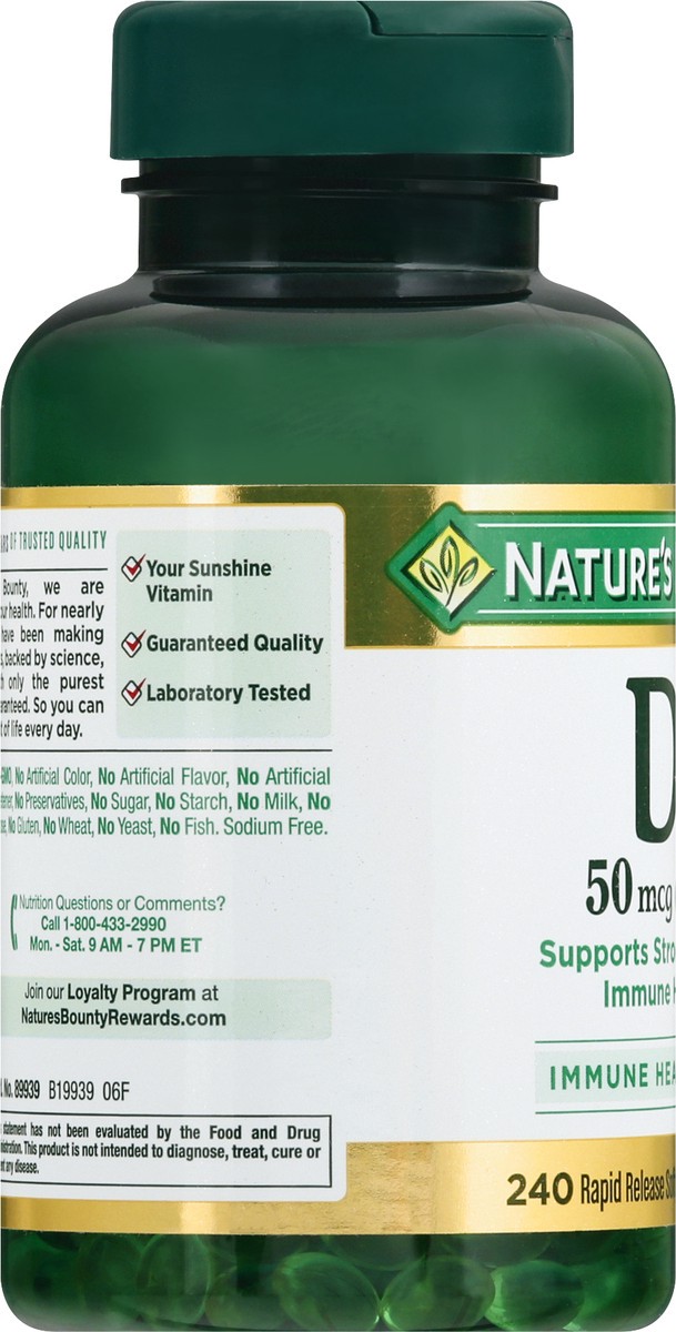 slide 7 of 9, Nature's Bounty 50 mcg Rapid Release Softgels Vitamin D3 240 ea, 240 ct