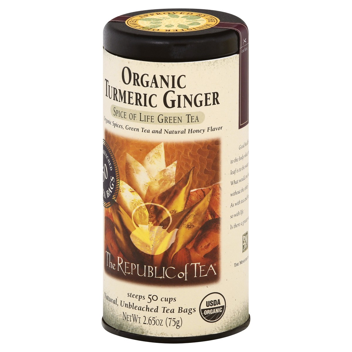 slide 11 of 12, The Republic of Tea Organic Turmeric Ginger Spice Of Life Green Tea - 50 ct, 50 ct