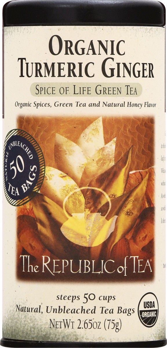 slide 9 of 12, The Republic of Tea Organic Turmeric Ginger Spice Of Life Green Tea - 50 ct, 50 ct