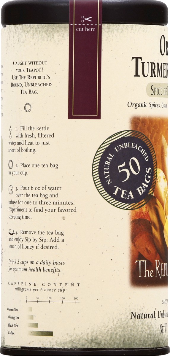 slide 2 of 12, The Republic of Tea Organic Turmeric Ginger Spice Of Life Green Tea - 50 ct, 50 ct