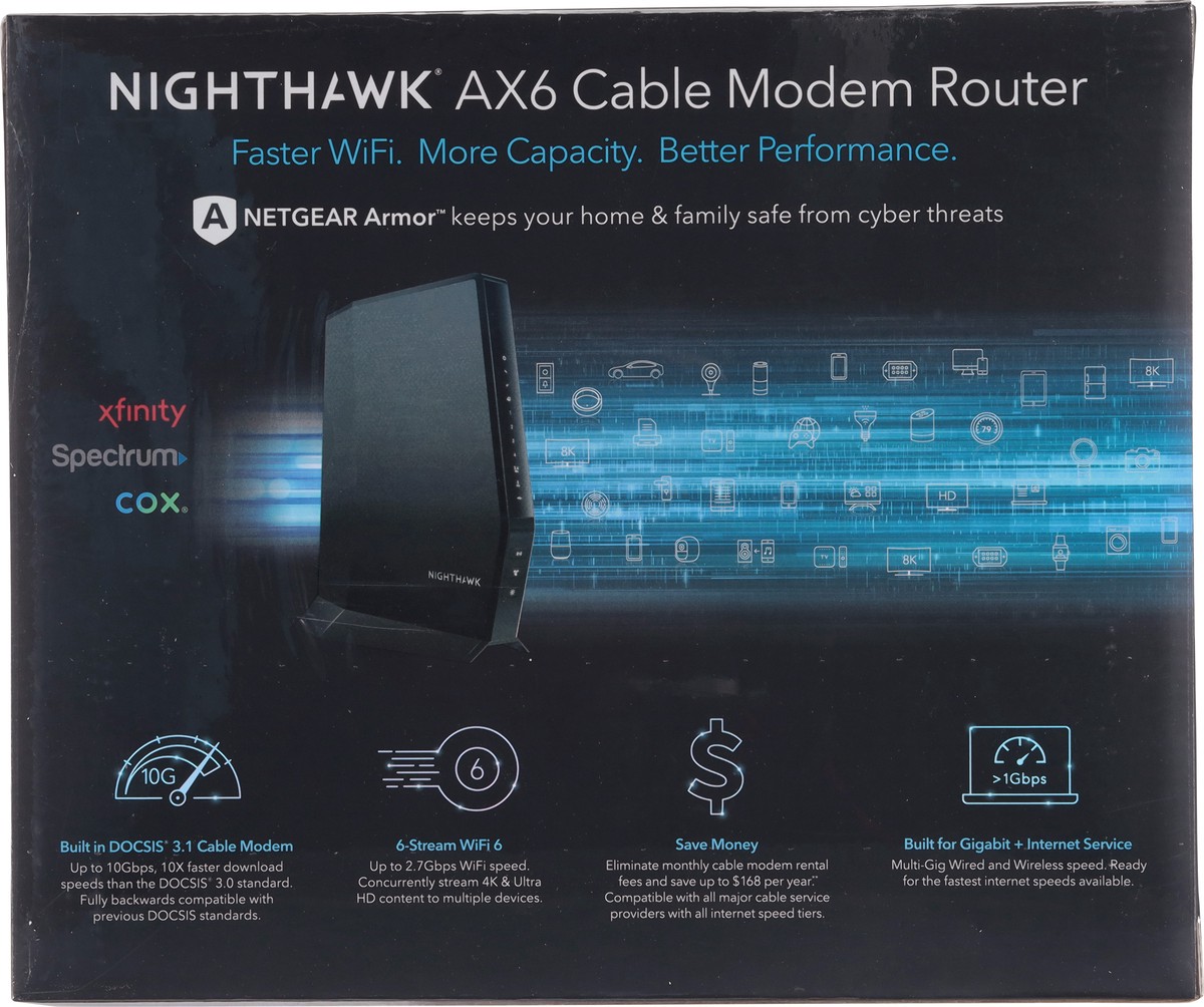 slide 2 of 9, NETGEAR Nighthawk Wifi Cable Modem Router 1 ea, 1 ea