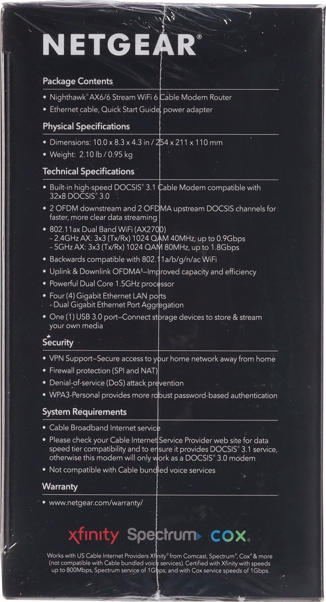 slide 9 of 9, NETGEAR Nighthawk Wifi Cable Modem Router 1 ea, 1 ea