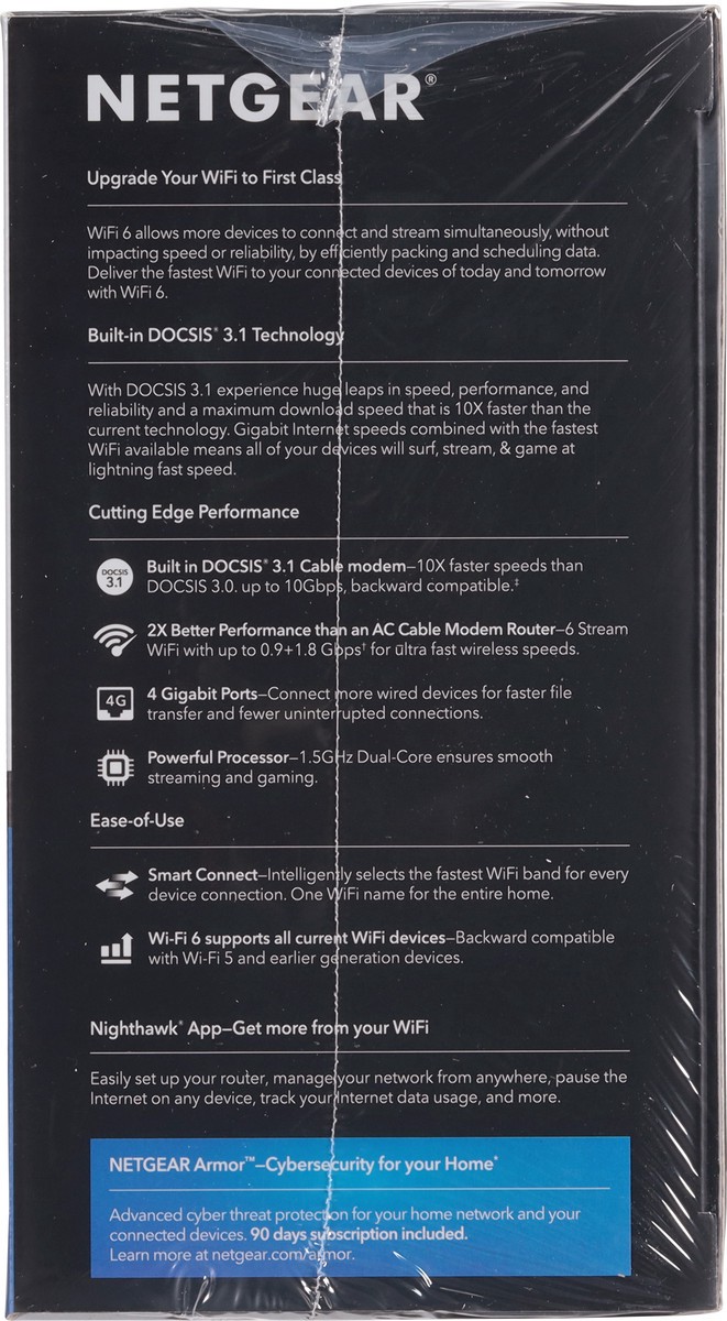 slide 7 of 9, NETGEAR Nighthawk Wifi Cable Modem Router 1 ea, 1 ea