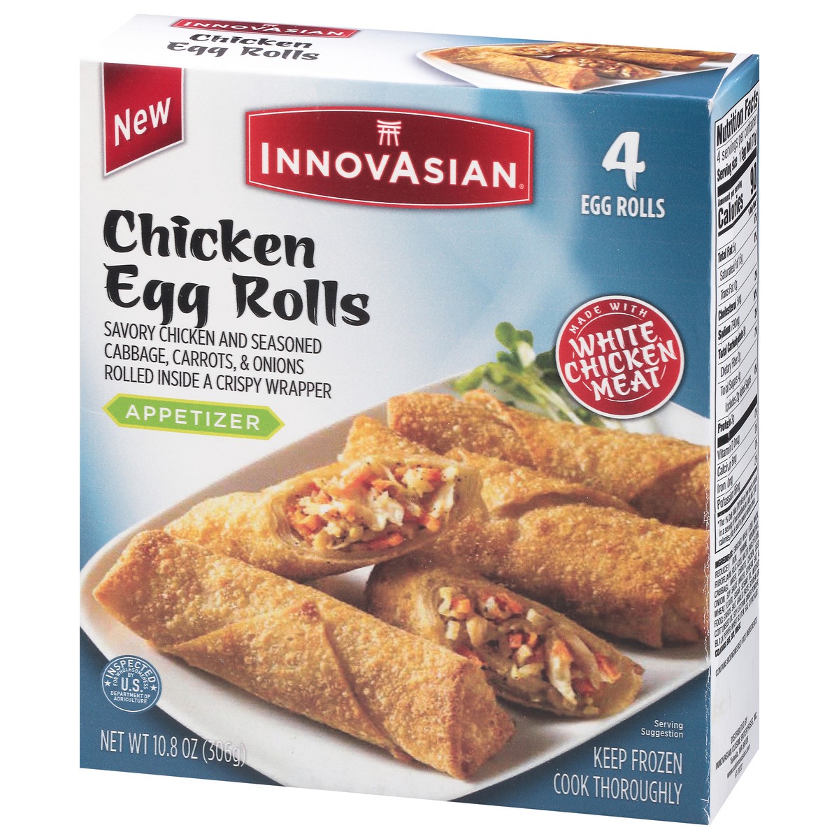 slide 3 of 9, InnovAsian Chicken Egg Roll 4Ct, 10.8 oz