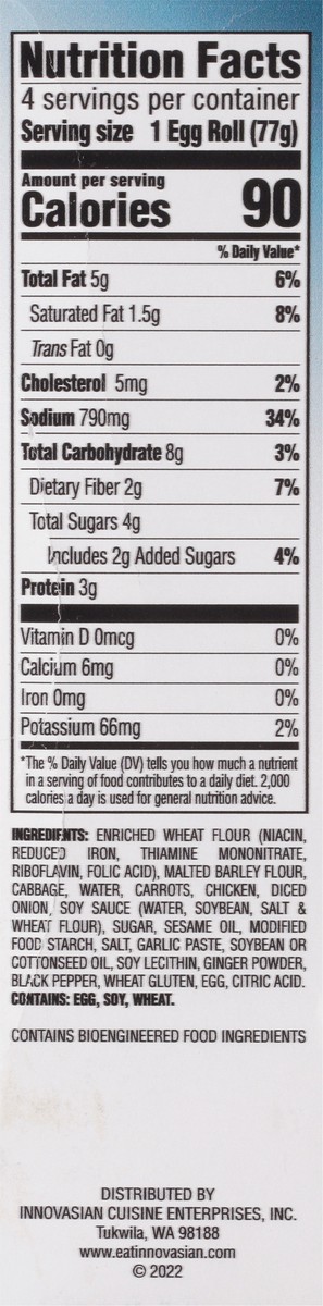 slide 8 of 9, InnovAsian Chicken Egg Roll 4Ct, 10.8 oz