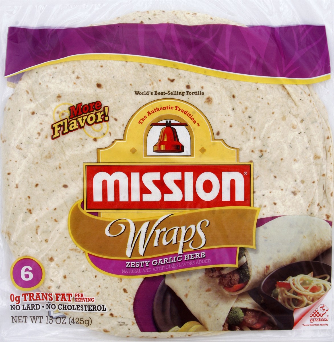 slide 5 of 5, Mission Garlic Wrap, 17.5 oz