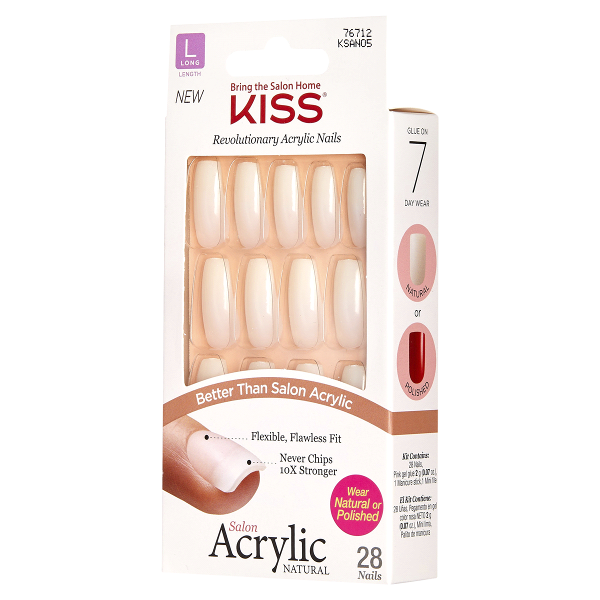 slide 8 of 13, KISS Salon Acrylic Natural Fake Nails, ‘Strong Enough'', 28 Count, 1 cnt