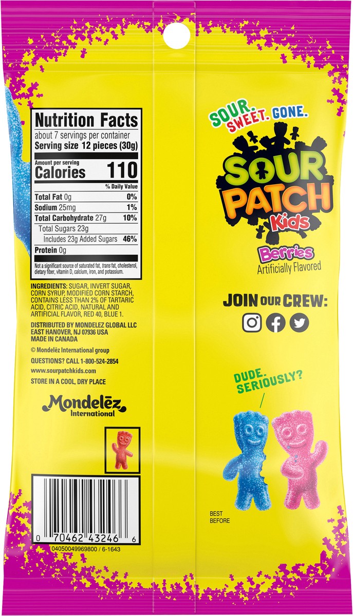 slide 4 of 9, SOUR PATCH KIDS Berries Soft & Chewy Candy, 7.2 oz, 0.45 lb