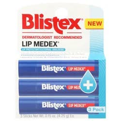 Blistex Lip Medex Lip Protectant, 3 ct - 0.15 oz Sticks