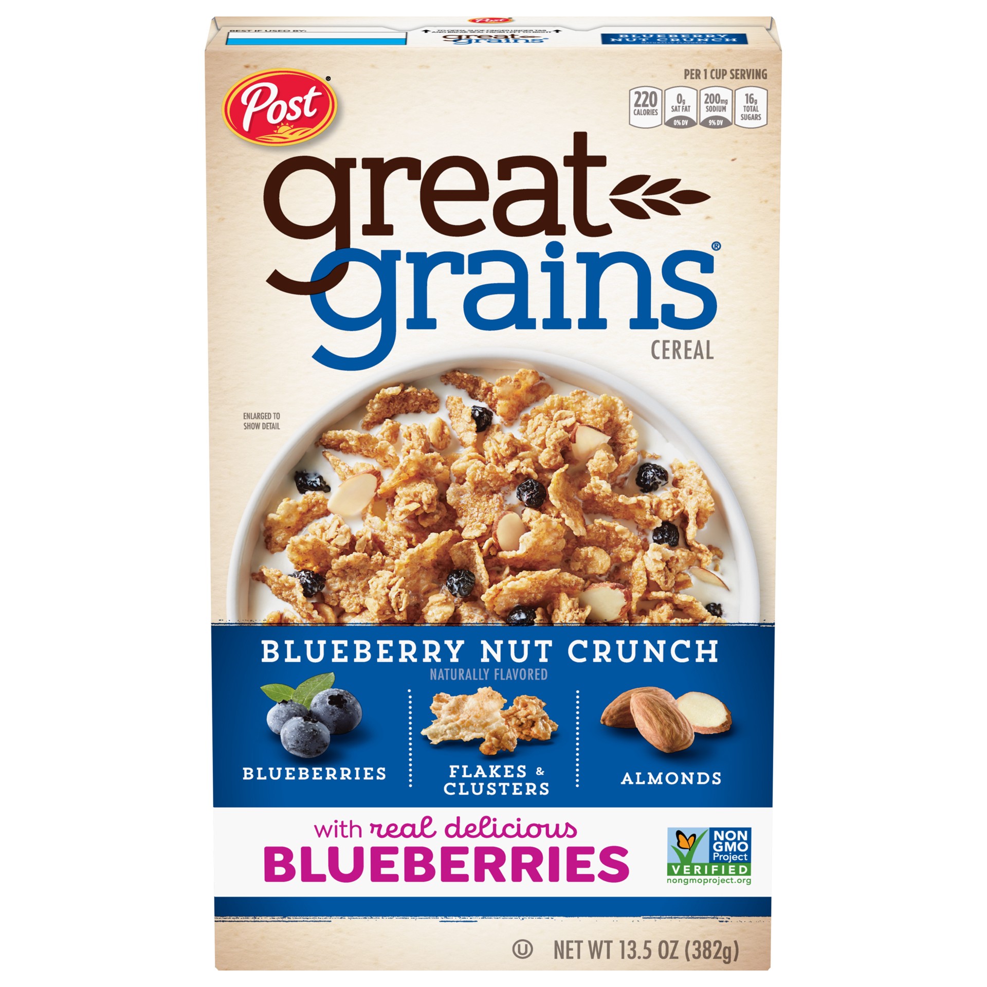 slide 2 of 5, Post Great Grains Blueberry Nut Crunch Cereal, 13.5 OZ Box, 13.5 oz