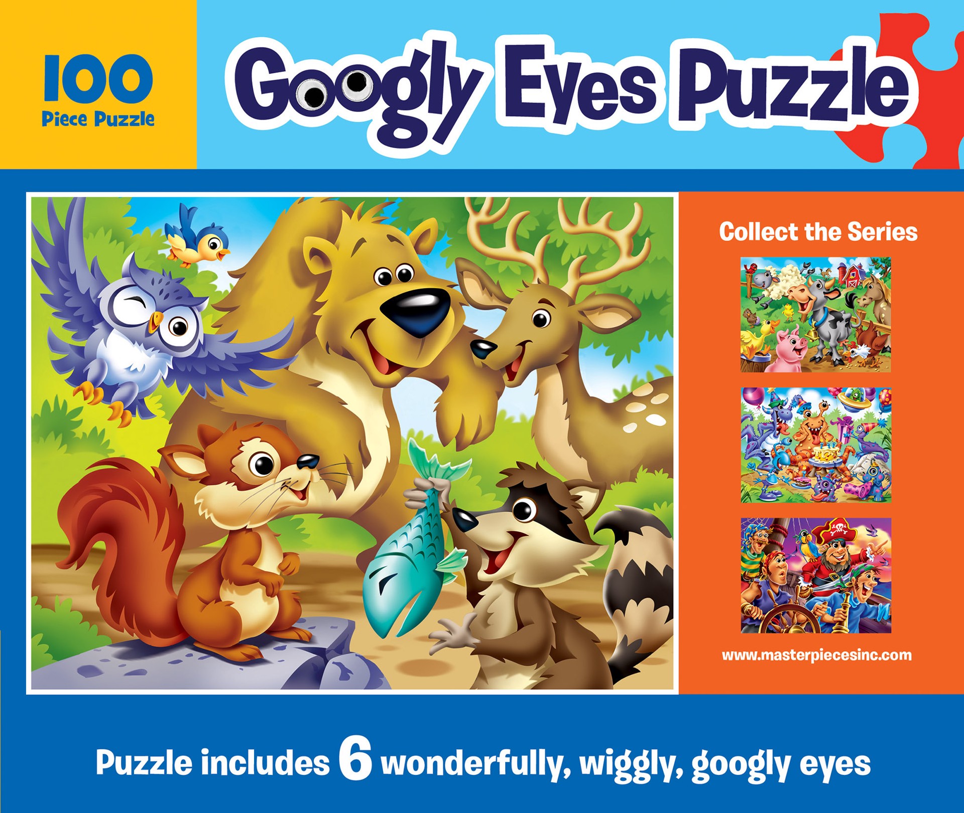 slide 4 of 4, Masterpieces Googly Eyes - Woodland Animals 100 Piece Puzzle, 1 PK