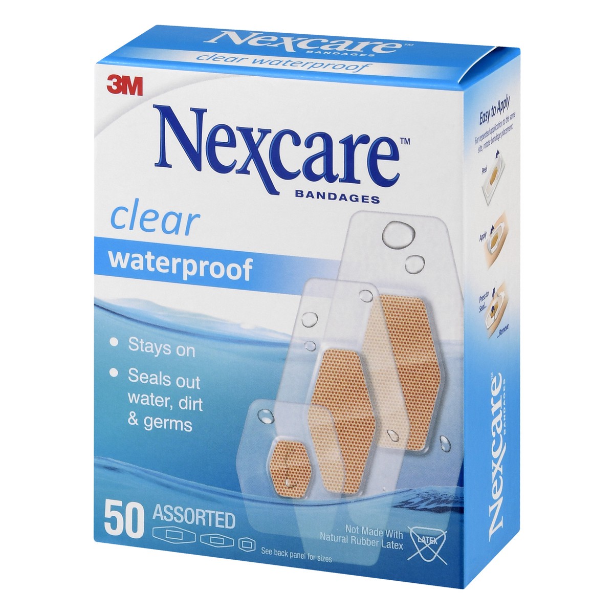 slide 2 of 9, Nexcare Clear Waterproof Assorted Bandages 50 ea, 50 ct