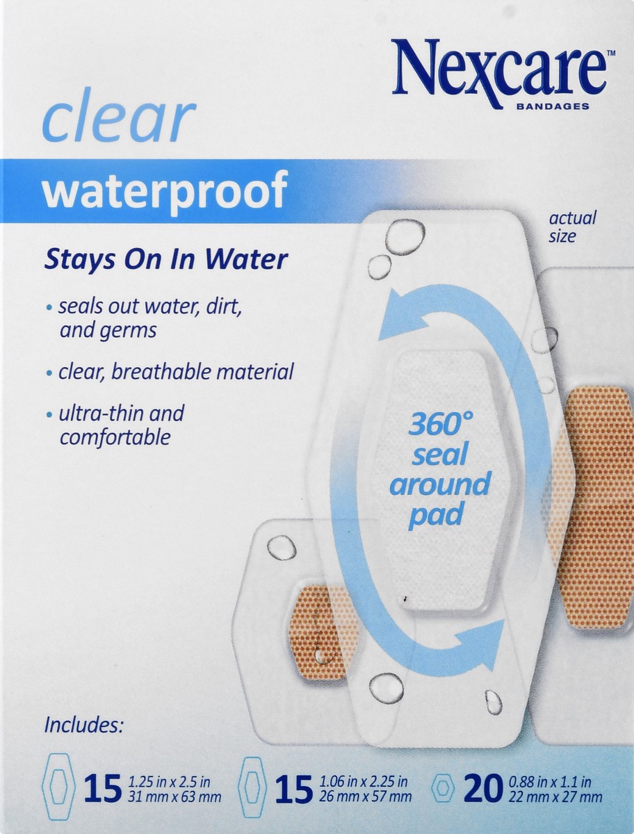 slide 4 of 9, Nexcare Clear Waterproof Assorted Bandages 50 ea, 50 ct