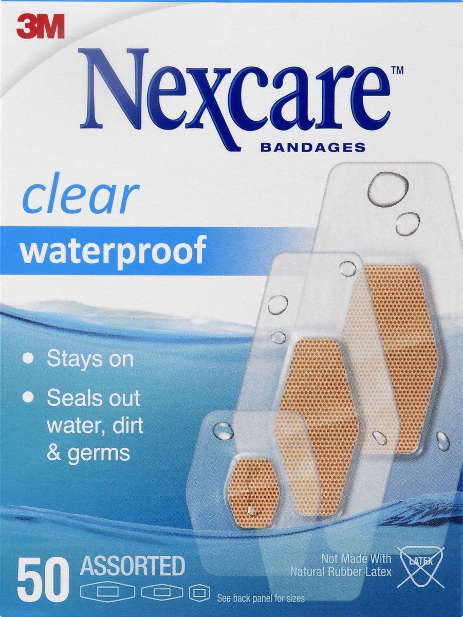 slide 5 of 9, Nexcare Clear Waterproof Assorted Bandages 50 ea, 50 ct