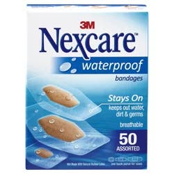Nexcare Clear Waterproof Assorted Bandages, 50 ct