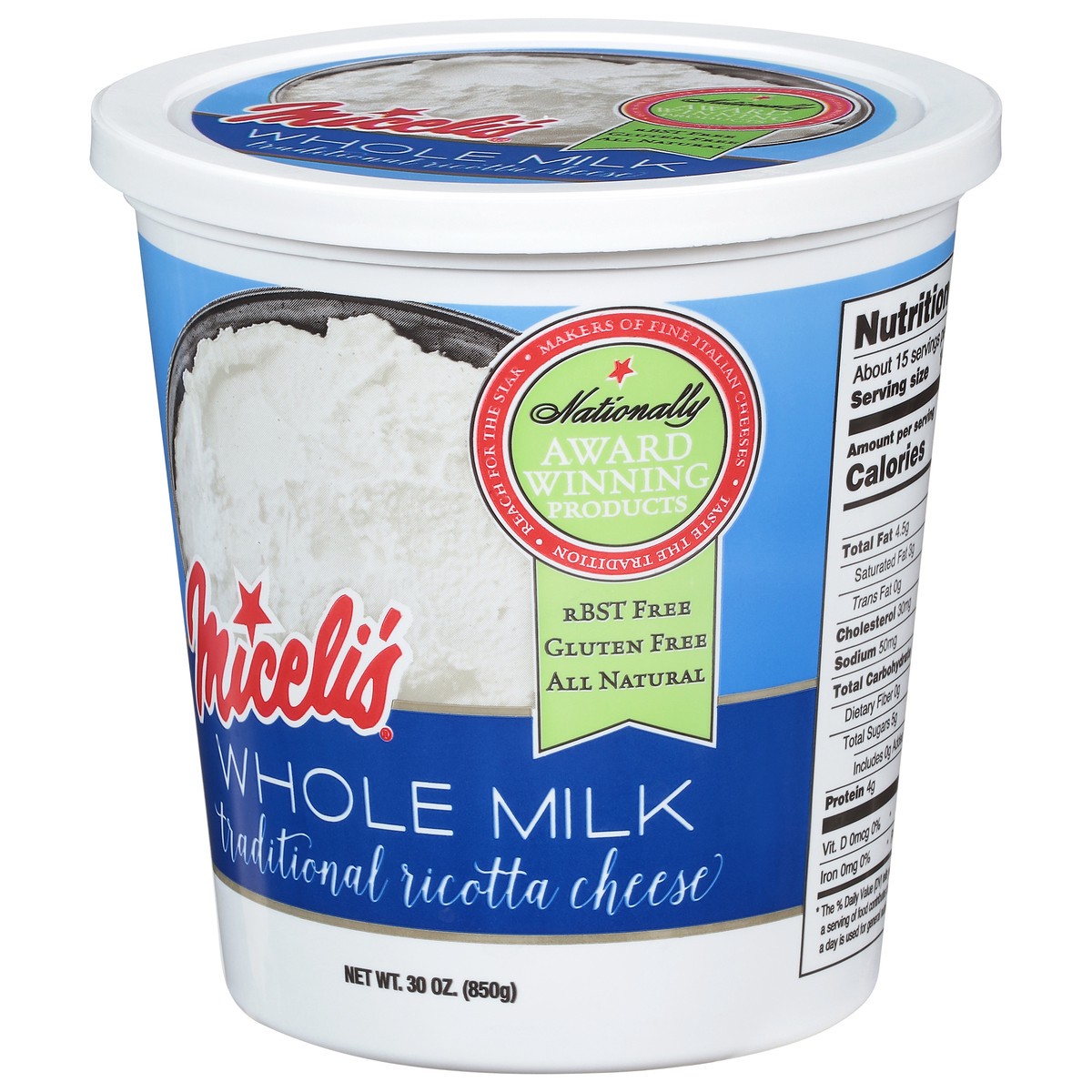 slide 2 of 9, Miceli's Traditional Ricotta Cheese, 30 oz