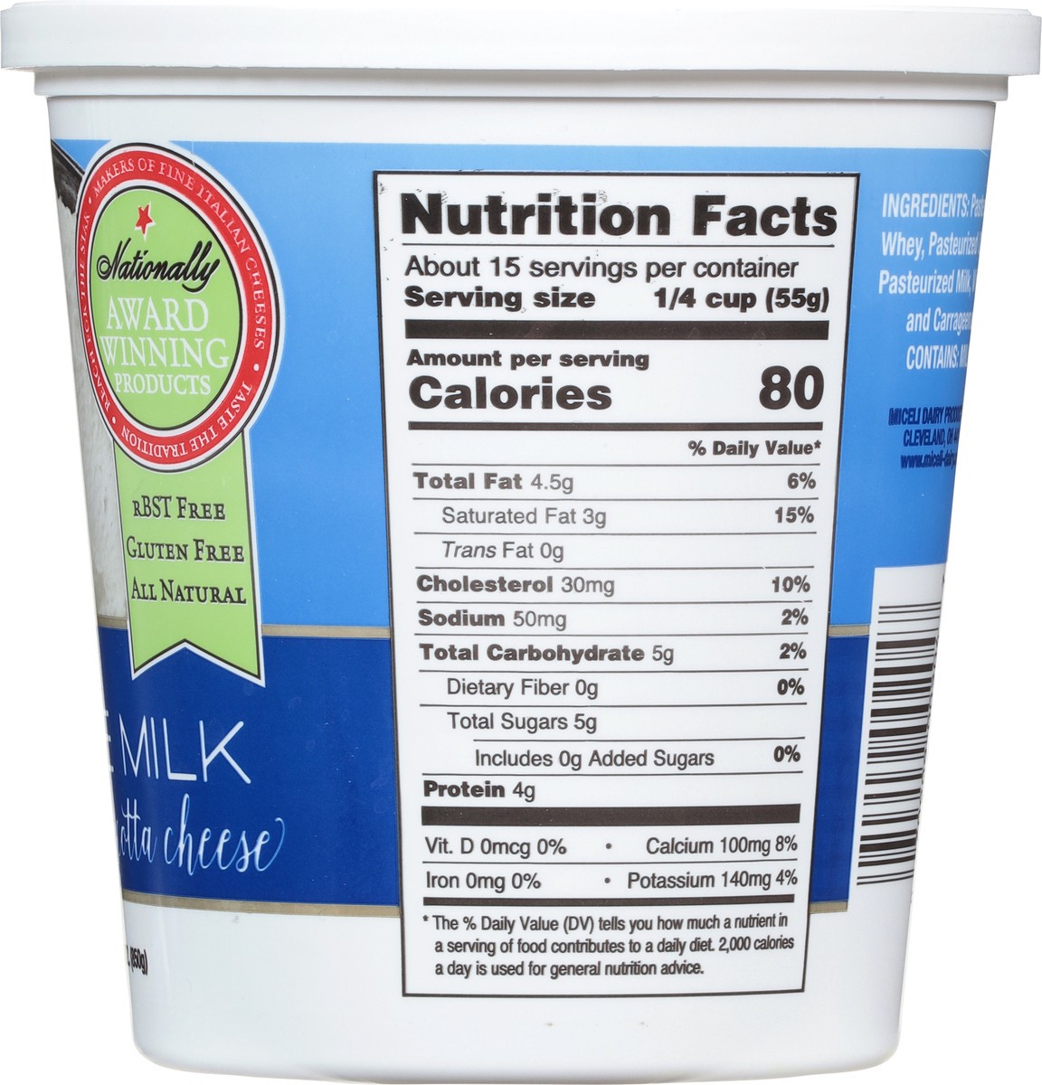 slide 7 of 9, Miceli's Traditional Ricotta Cheese, 30 oz