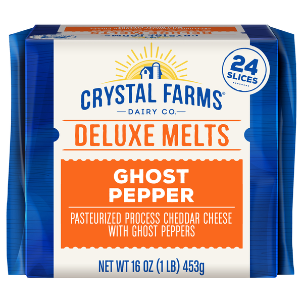 slide 1 of 1, Crystal Farms Cheddar Cheese, Ghost Pepper, Deluxe Metls, 16 oz