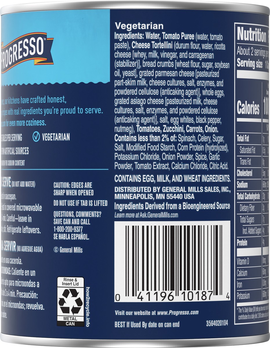 slide 6 of 9, Progresso Traditional Cheese Tortellini in Garden Vegetable Tomato Soup, 18.5 oz., 18.5 oz