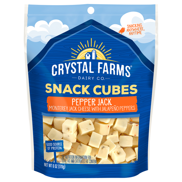 slide 1 of 1, Crystal Farms Cheese, Pepper Jack, Snack Cubes, 6 oz