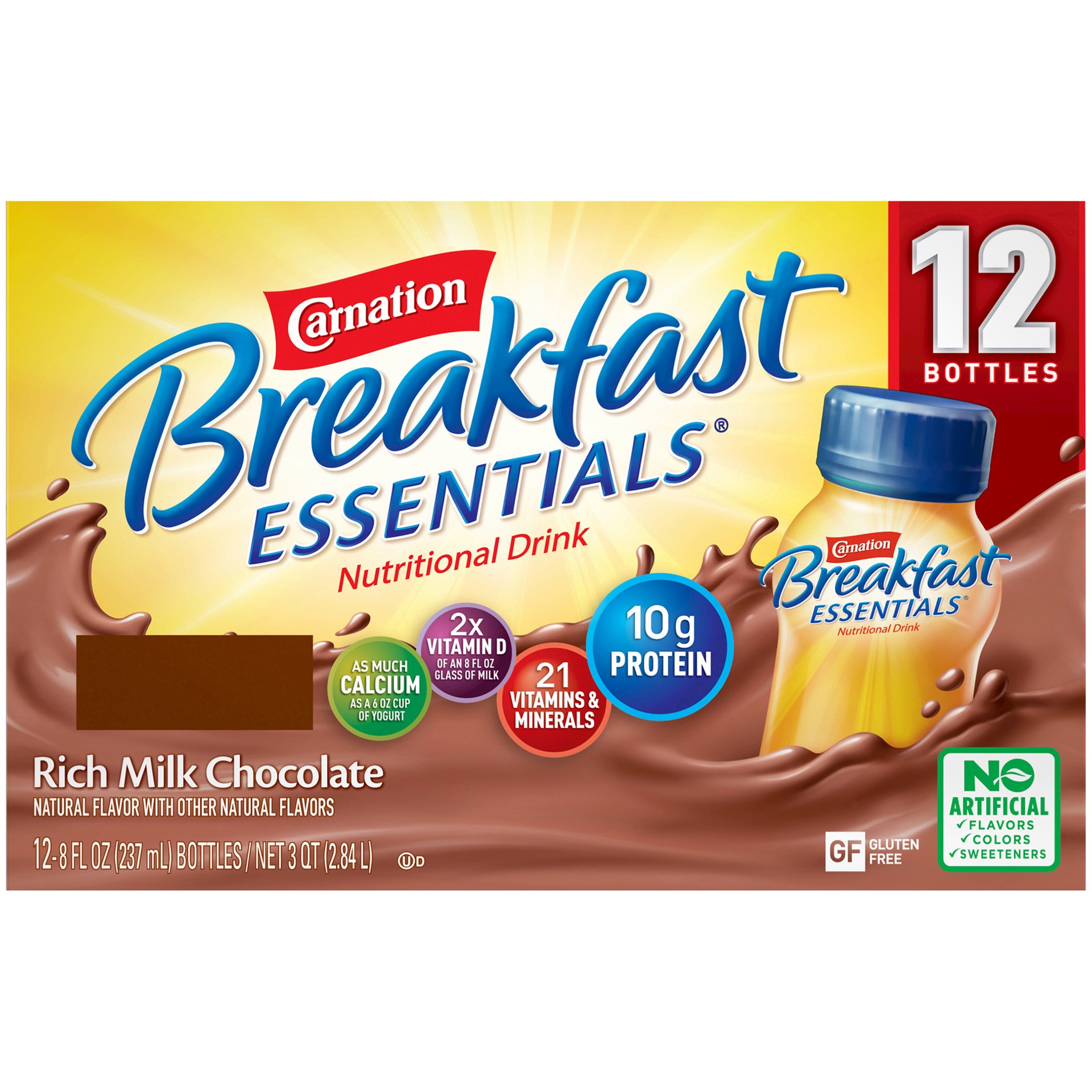 slide 5 of 5, Carnation CARNATION BREAKFAST ESSENTIALS Rich Milk Chocolate 12-8 fl. oz. Bottles, 12 ct; 8 fl oz