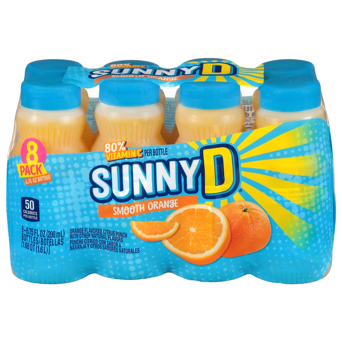 slide 1 of 9, Sunny D Smooth Orange Citrus Punch 8-6.75 fl oz Bottles, 8 ct