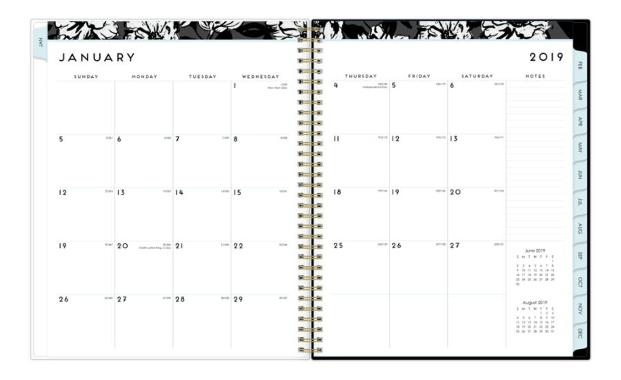 slide 2 of 4, Blue Sky Baccara Dark Weekly/Monthly Cyo Planner, 8-1/2'' X 11'', Multicolor, January To December 2020, 110211, 1 ct