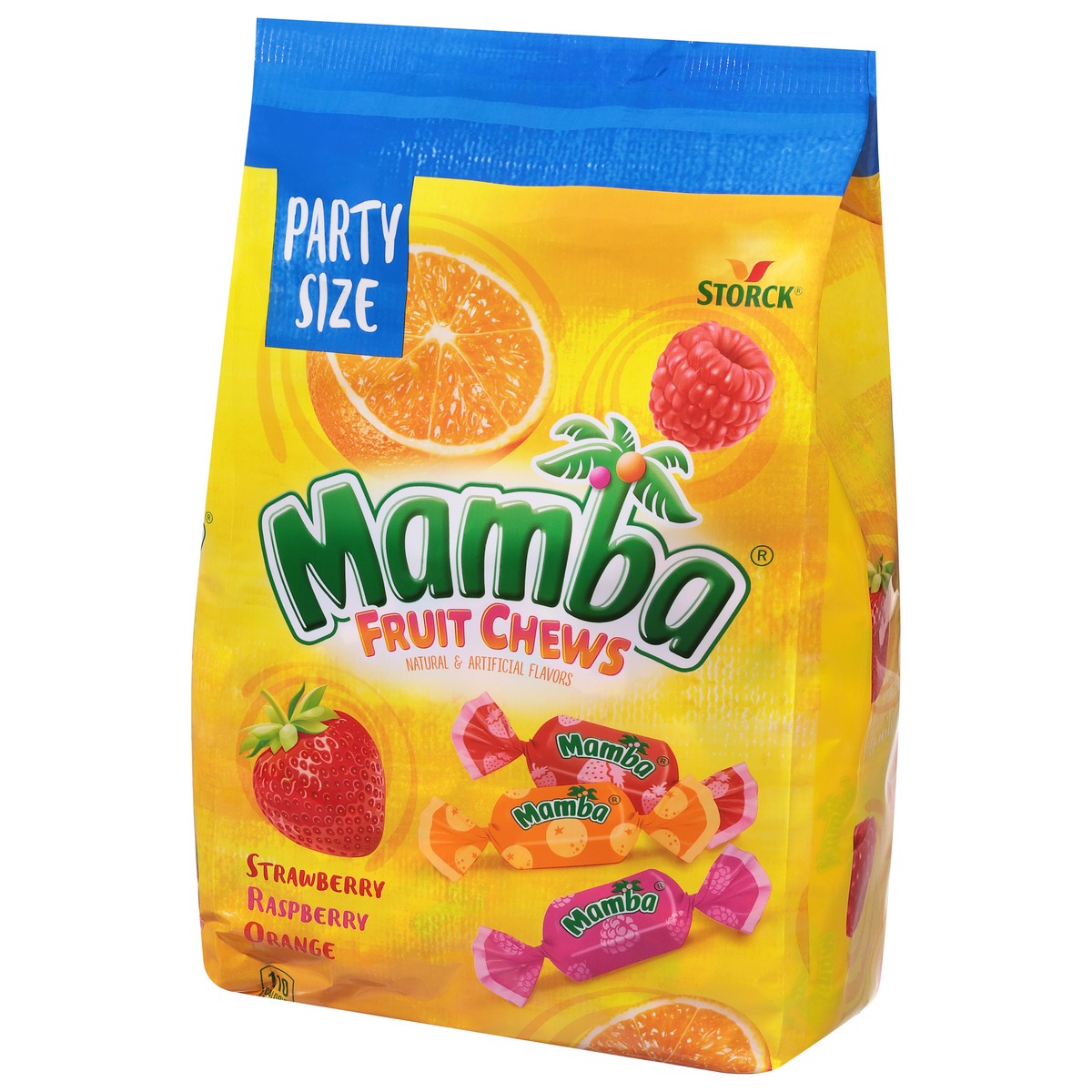 slide 3 of 9, Storck Mamba Strawberry/Raspberry/Orange Fruit Chews Party Size 30 oz, 30 oz