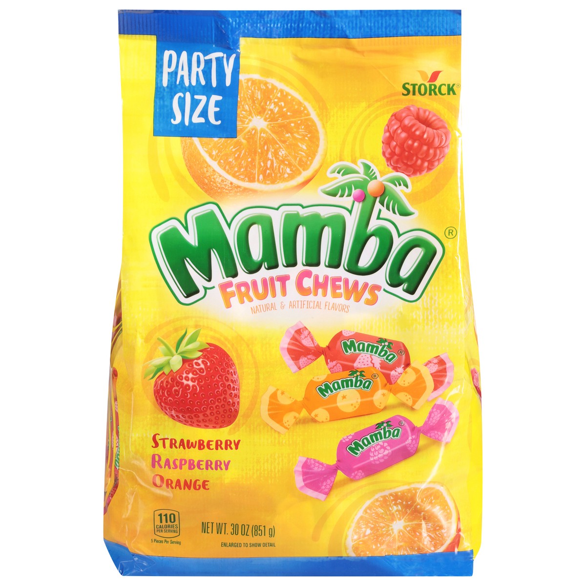 slide 1 of 9, Mamba Strawberry/Raspberry/Orange Fruit Chews Party Size 30 oz, 30 oz