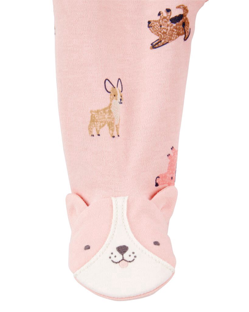 slide 2 of 3, Carter's Baby Dog Print 2-Way Zip Cotton Sleep & Play Pajamas Pink PRE, 1 ct
