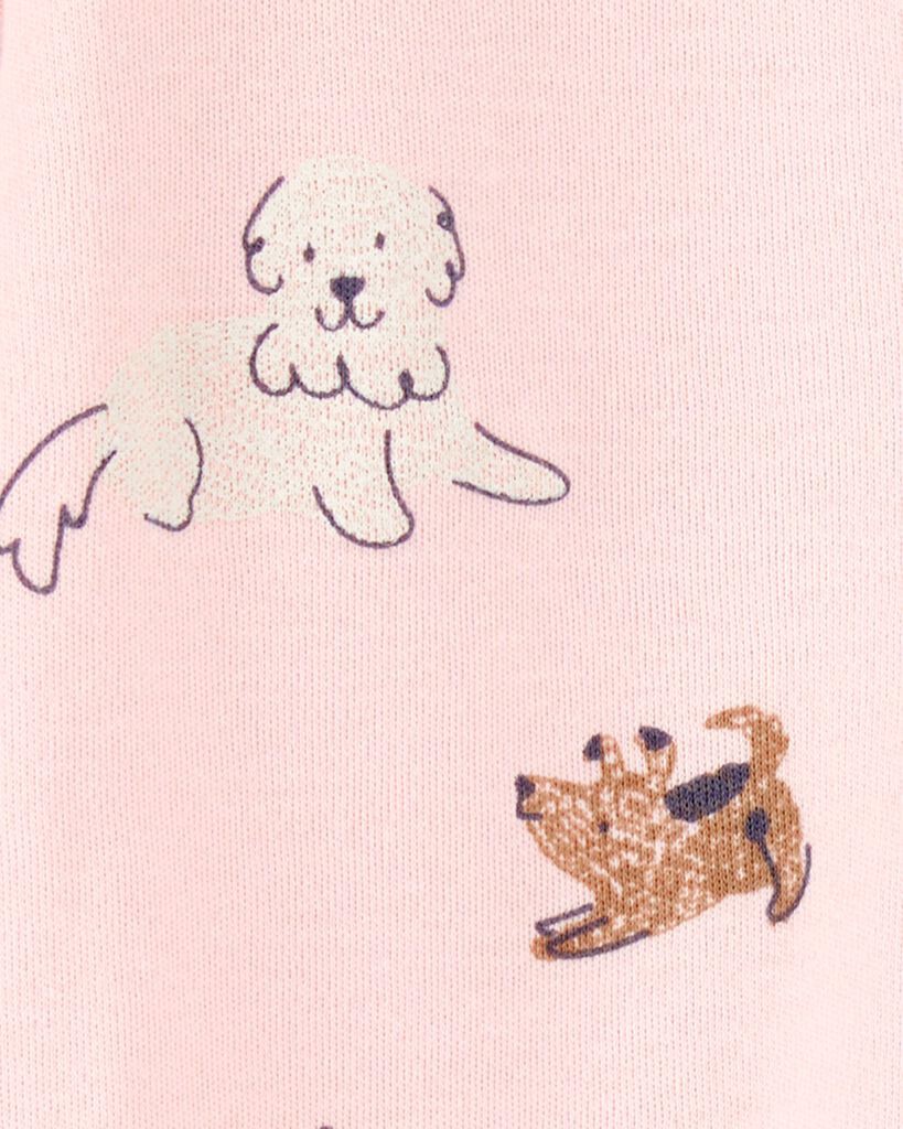 slide 3 of 3, Carter's Baby Dog Print 2-Way Zip Cotton Sleep & Play Pajamas Pink PRE, 1 ct