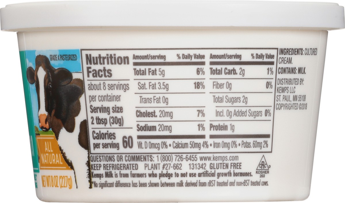 slide 8 of 9, Kemps Sour Cream 8 oz, 8 oz