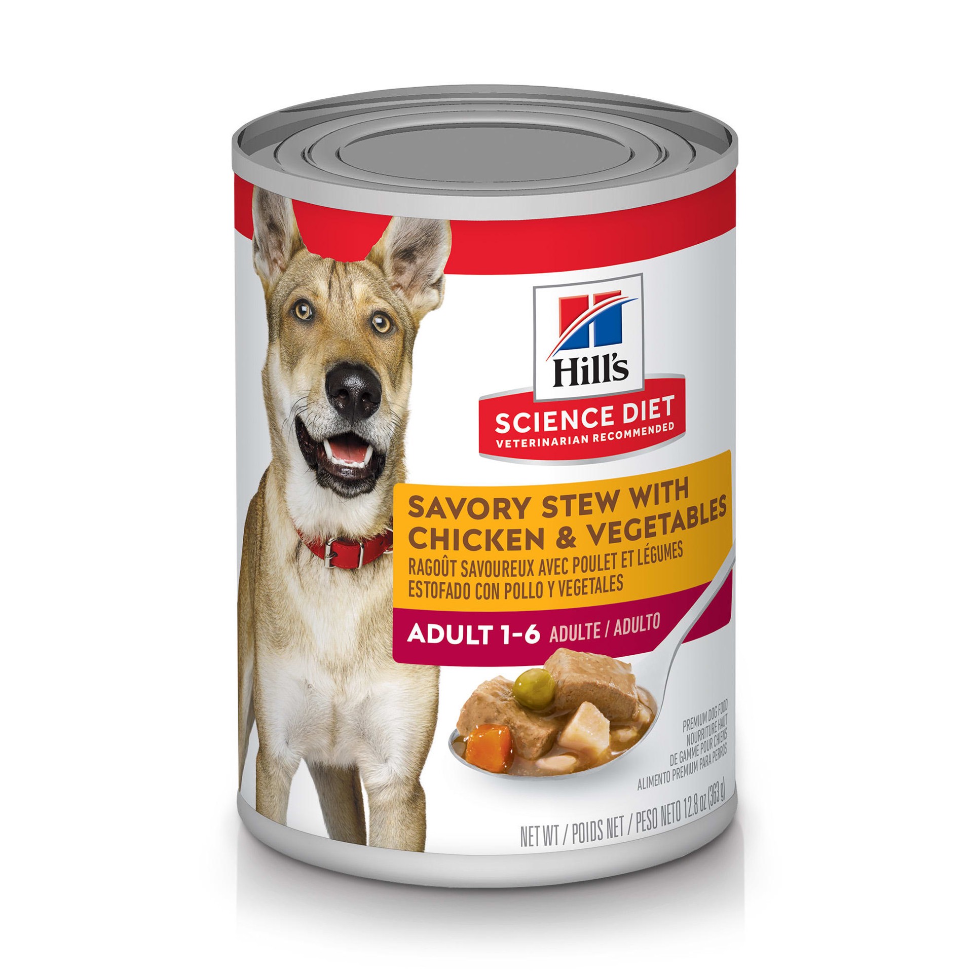 slide 1 of 1, Hill's Science Diet Savory Stew with Chicken & Vegetables Adult Canned Dog Food, 12.8 oz