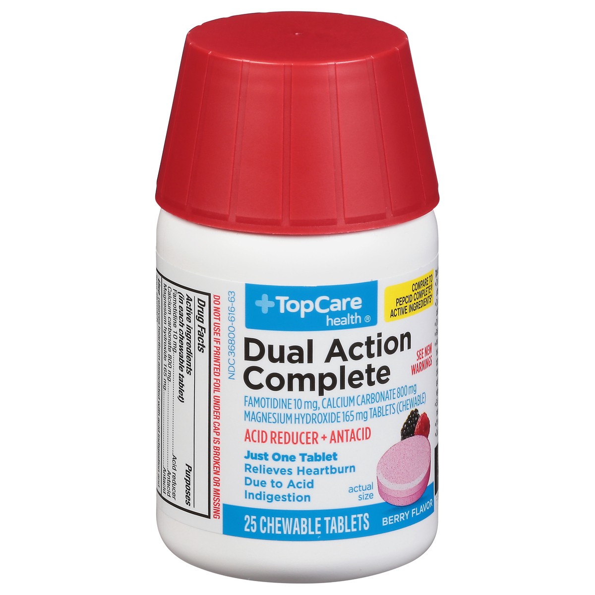 slide 10 of 13, TopCare Top Care Acid Reducer Plus Antacid, Complete, Berry Flavor, 25 ct