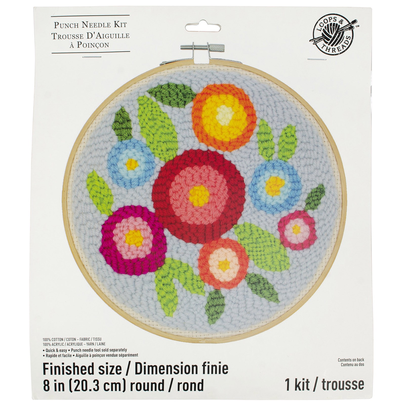slide 4 of 5, Flowers Punch Needle Kit By Loops & Threads, 8 in