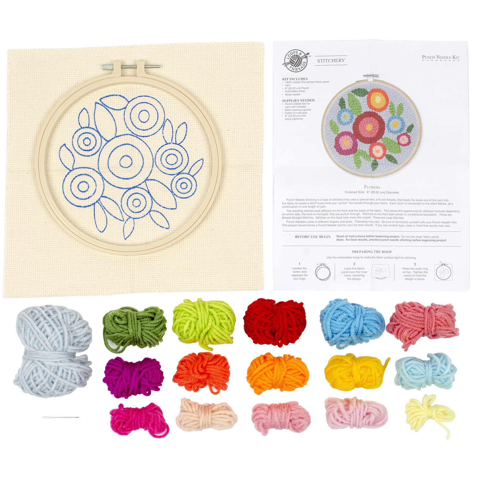 slide 5 of 5, Flowers Punch Needle Kit By Loops & Threads, 8 in
