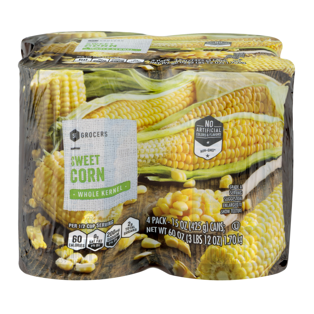 slide 1 of 1, SE Grocers Sweet Corn Whole Kernel - 4 PK, 60 oz