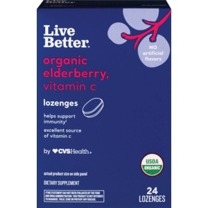 slide 1 of 1, Live Better Organic Elderberry Vitamin C Lozenges, 24 Ct, 24 ct