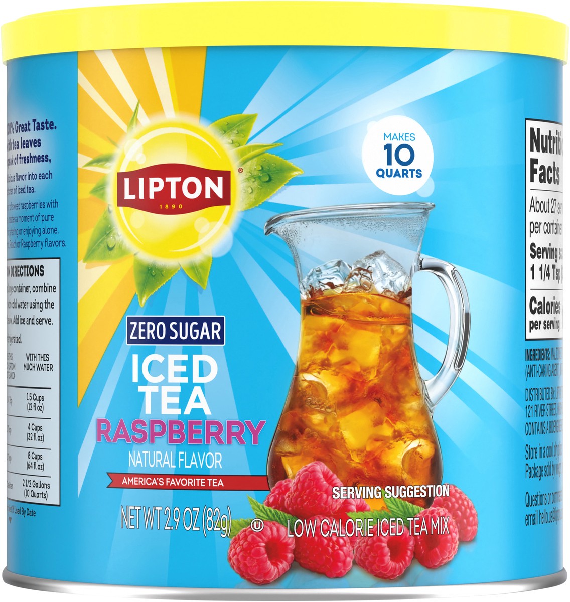 slide 3 of 8, Lipton Zero Sugar ITM 10qt Raspberry, 2.9 oz