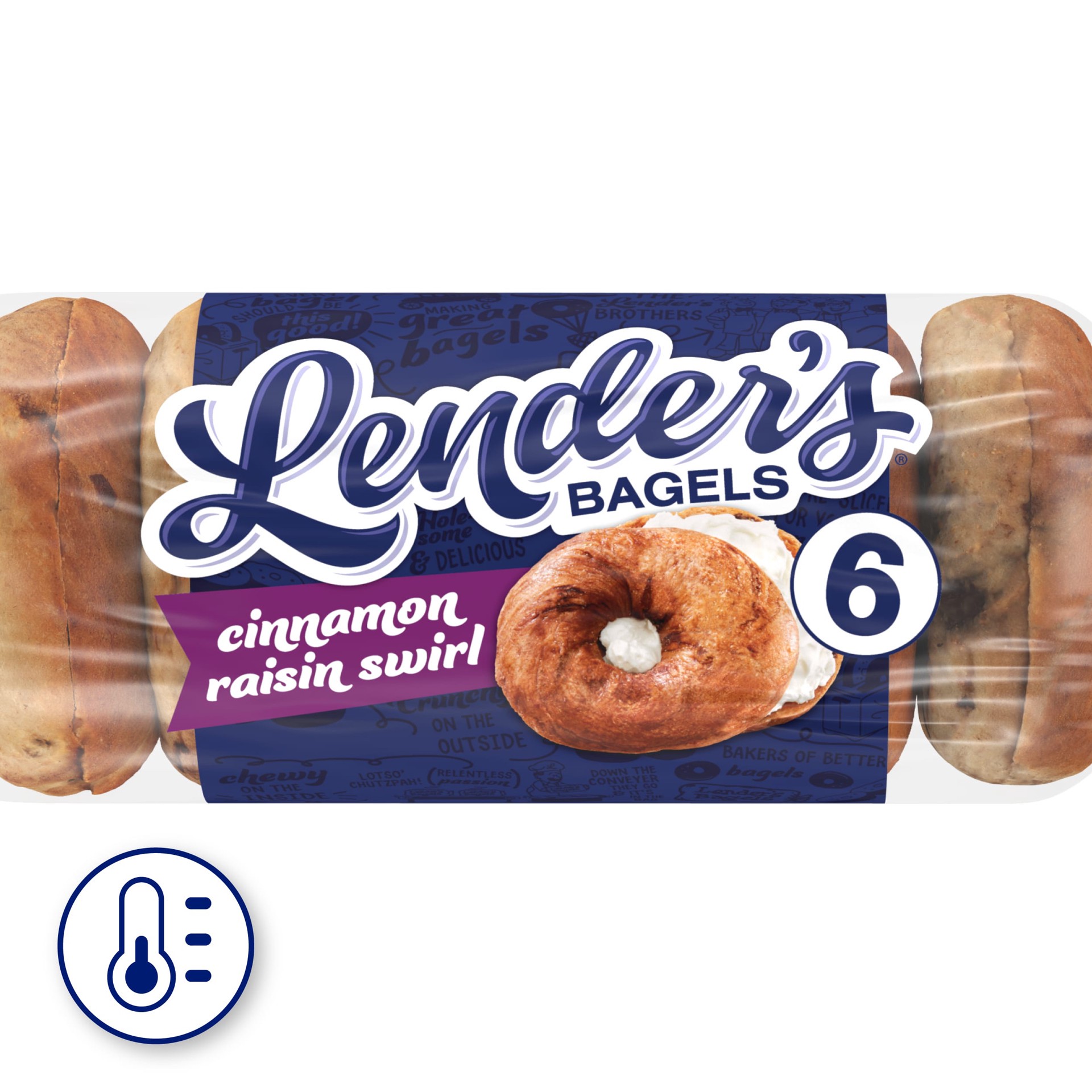 slide 1 of 1, Lender's Original Cinnamon Raisin Bagels, 6 count, Pre-sliced Bagels, 17.1 oz Bag, 6 ct