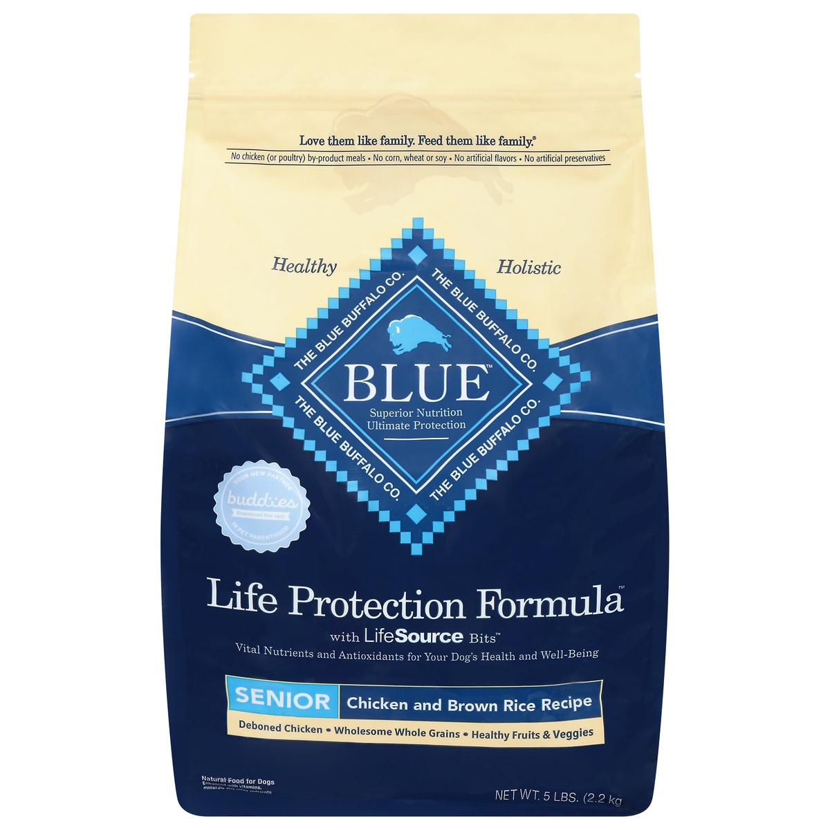 slide 1 of 1, Blue Buffalo Life Protection Formula Senior Chicken and Brown Rice Recipe Dog Food 5 lb, 6 lb