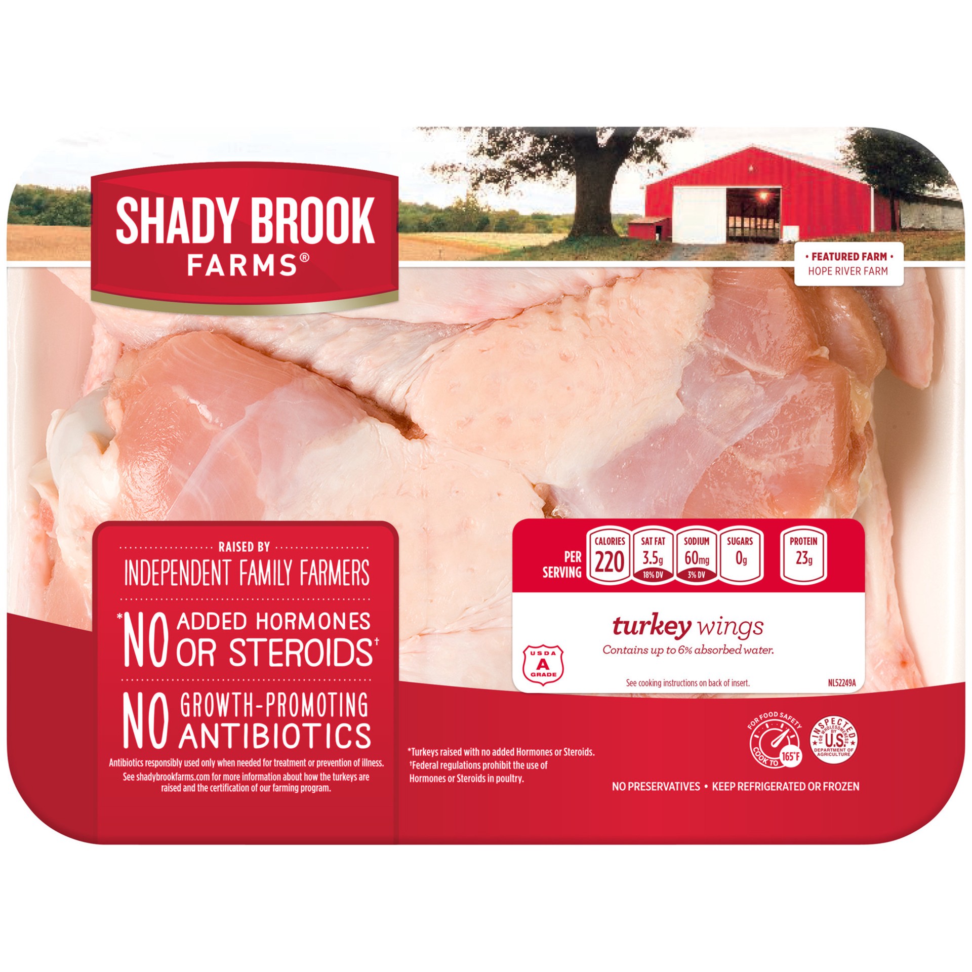 slide 1 of 5, Shady Brook Farms Turkey Wings, Bone-in, 4 Count Tray, Fresh, 3-4 lb, per lb