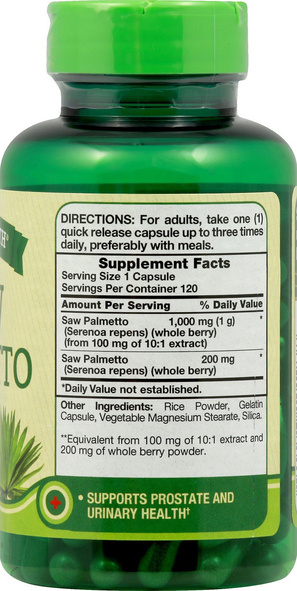 slide 2 of 5, Nature's Truth Saw Palmetto 1200 mg, 120 Count, 120 ct