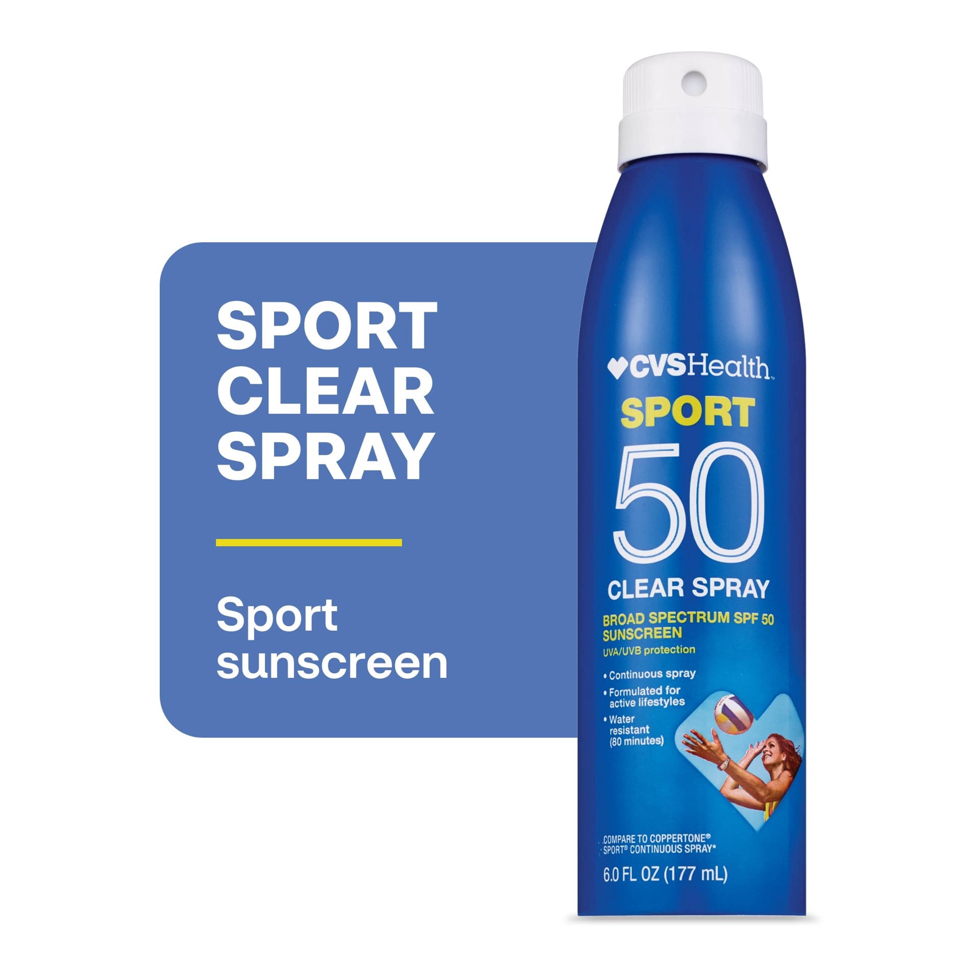 slide 1 of 1, CVS Health Sport Clear Broad Spectrum Sunscreen Spray 5.5 Oz, Spf 50, 1 ct