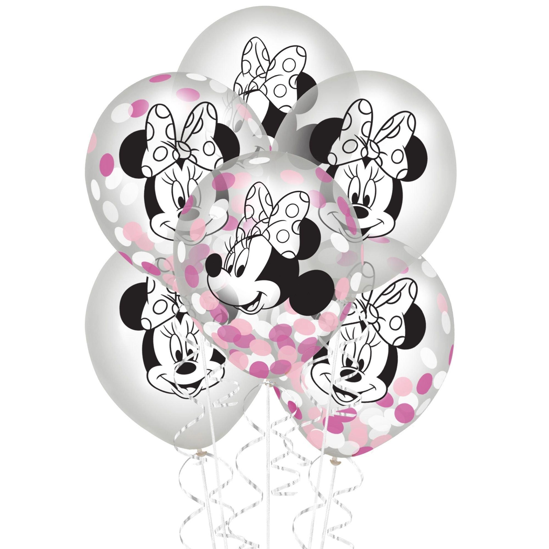 slide 1 of 1, Party City Minnie Mouse Forever Confetti (Uninflated) Balloons, 6 ct