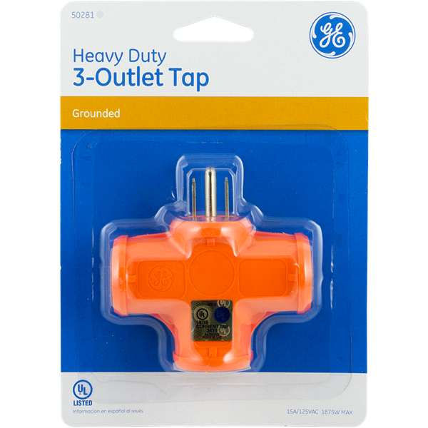 slide 1 of 3, GE Heavy Duty 3-Outlet Adapter, 1 ct