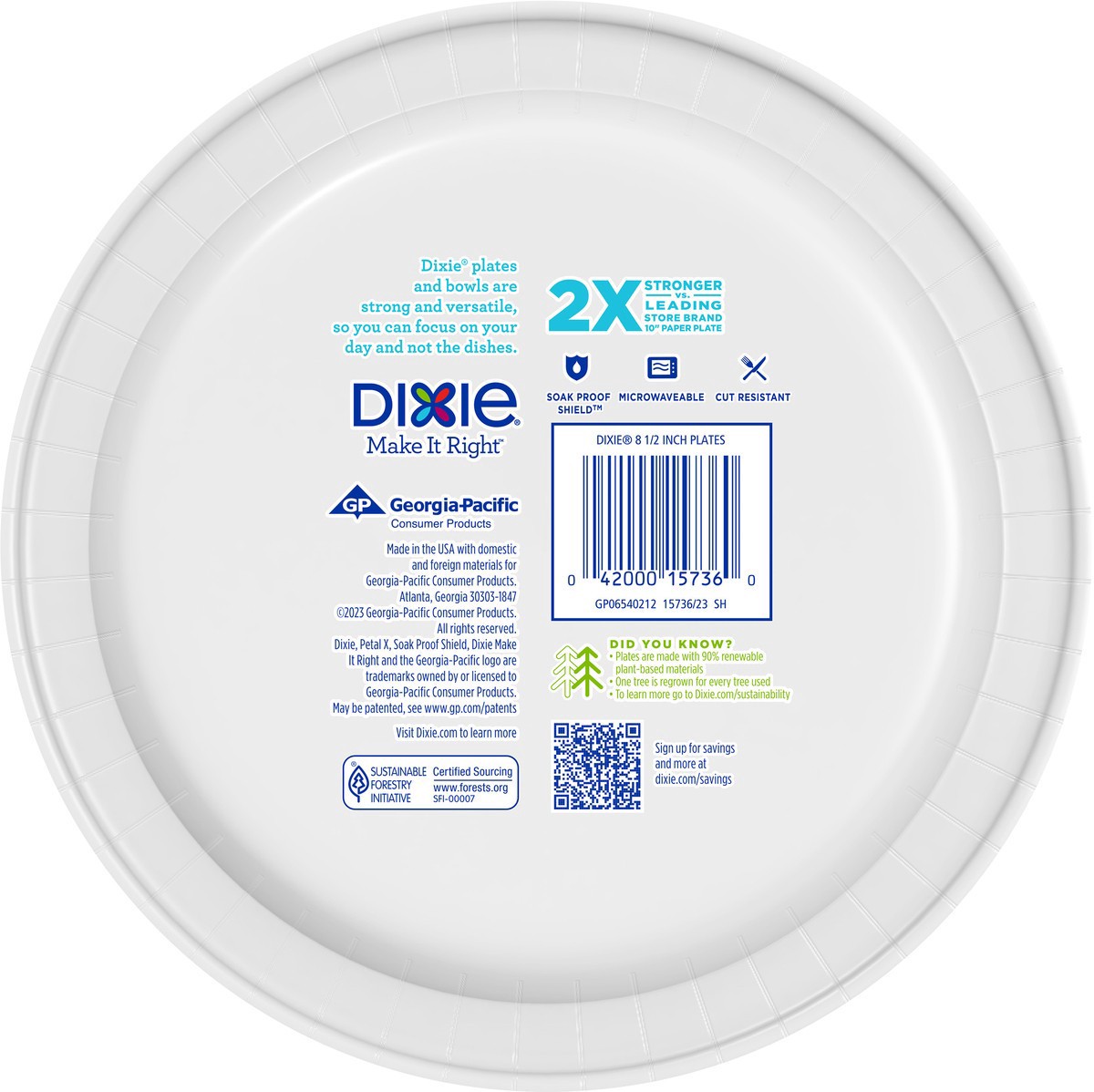 slide 4 of 4, Dixie Paper Plates, 8 1/2 inch, Dinner Size Printed Disposable Plate, 90 Count, 90 ct