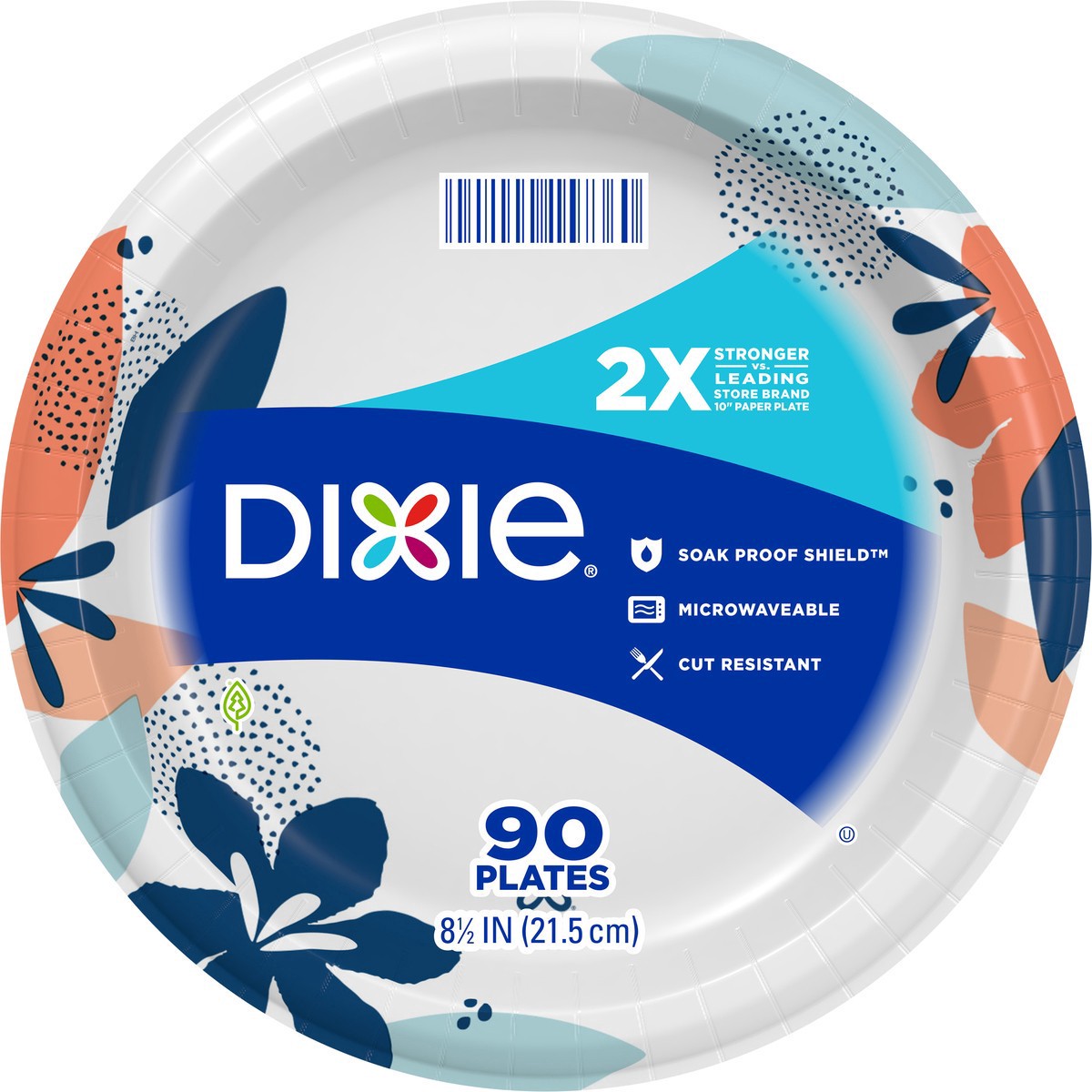 slide 2 of 4, Dixie Paper Plates, 8 1/2 inch, Dinner Size Printed Disposable Plate, 90 Count, 90 ct